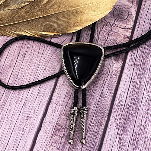 XGALBLA Bolo tie Black Stone Vintage Native American Triangle for Men - Thumbnail 2