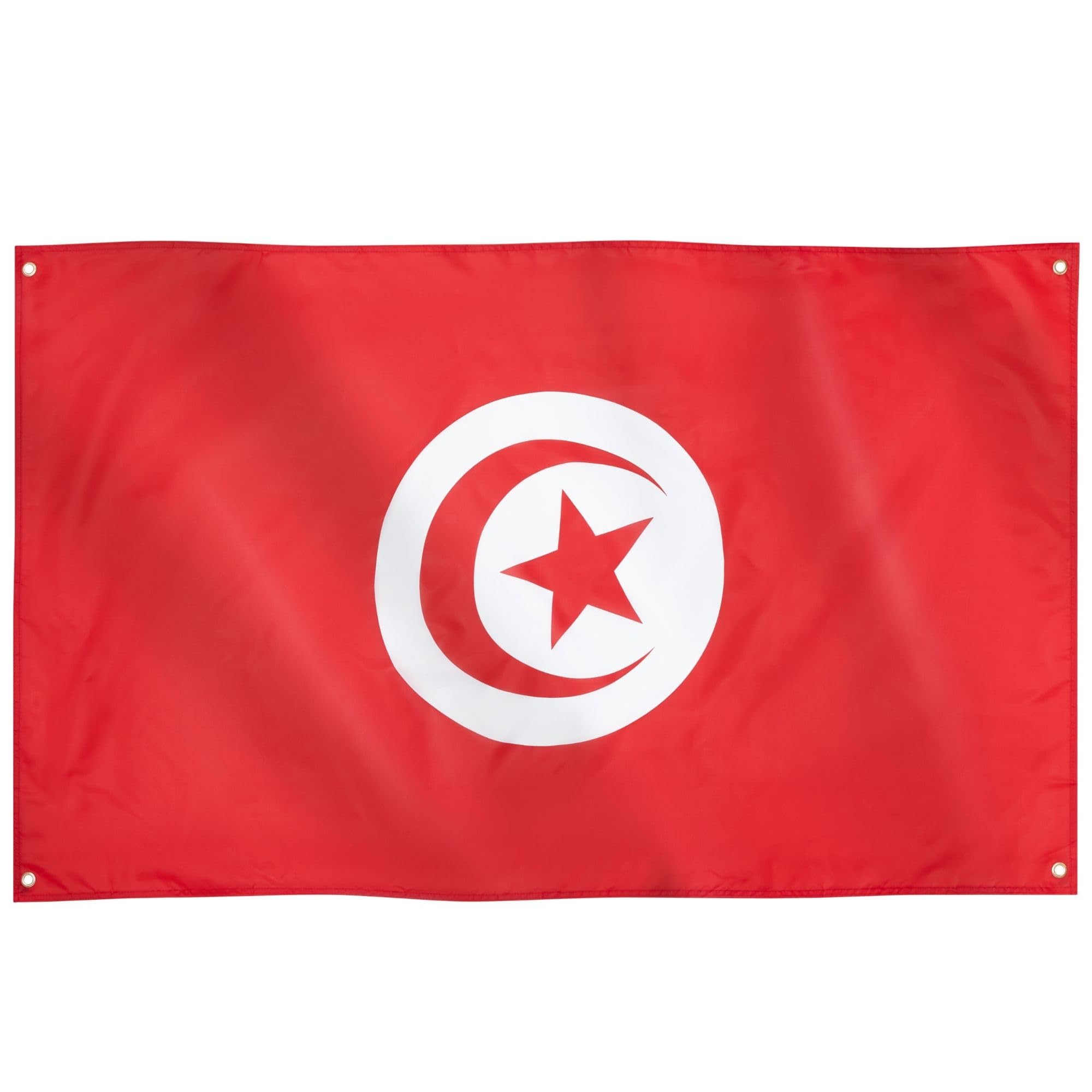 Runesol Tunisia Flag 91x152cm (3ft x 5ft) With 4 Grommets - For Revolution Youth Day, Independence Day, Inside and Outside Use - Vivid Colours, علم تونس — image 1