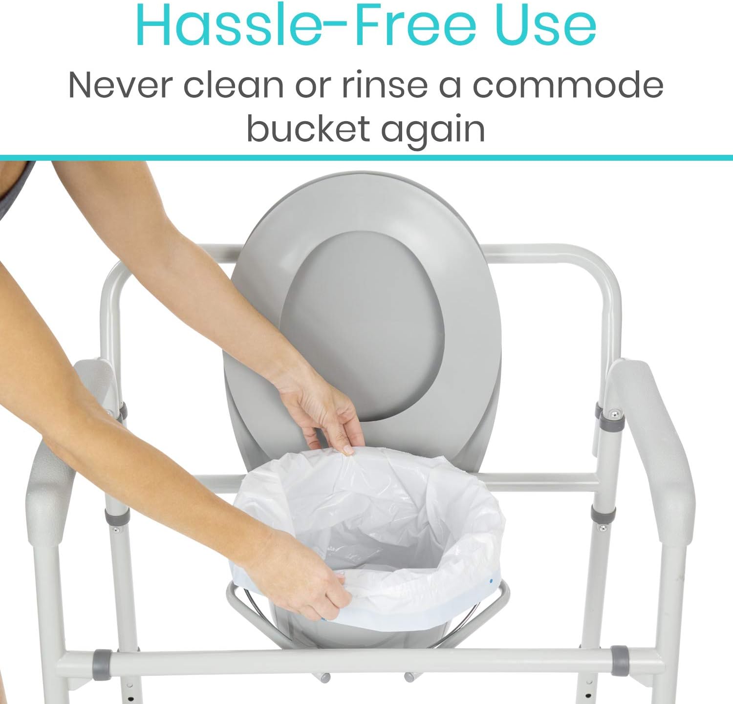 Vive 48 Pack of Commode Liners with Absorbent Pad - Disposable Replacement Bag - Fits Standard Adult Bariatric Bedside Commode Pail and Folding, Portable Toilet Chair - Absorbing Sheet Aid - Universal: Health & Personal Care