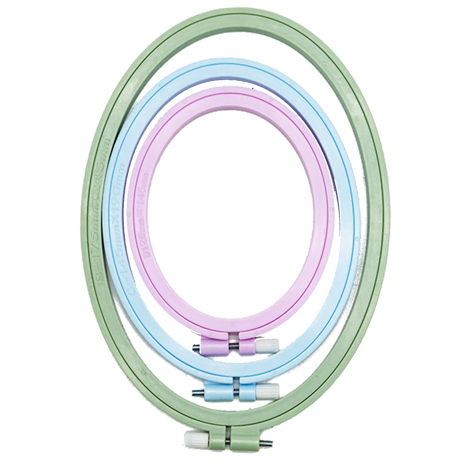 LAMXD 3 Pieces Embroidery Hoop Rectangle Oval Shape Embroidery Frame Cross Stitch Hoop Sewing Tool for Art Craft Handy Sewing (Multicolor),with Gold Eye Embroidery Needles