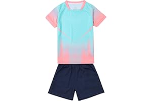 LUCKYLUAN Kids Soccer Jersey Sports Team Training Shirt and Shorts Uniform