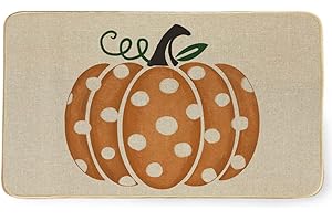 DECORHUA Fall Harvest Pumpkin Rug 17 x 29 Inch, Thanksgiving Seasonal Rustic Yard Low-Profile Decorative Door Mat for Indoor Outdoor Entrance Floor Doormat