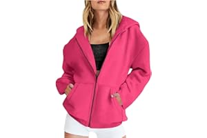 Rkwins Zip up Hoodie Women Oversized Y2k Sweatshirt Long Sleeve Fall Tops Cute Fleece Jacket Lightweight Hooded Sweatshirt
