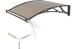 GGNEBAI Door Awning Window Canopy with Drainage,24x40 Inch Spliced Awning for Door Entrance,Porch,Patio,Deck,Polycarbonate Awnings for Doors,UV, Rain, Snow Protection