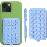 OCTOBUDDY Double - Silicone Double-Sided Suction Phone Case Detachable Mount - Hands-Free, Strong Grip Holder for Selfies &amp; Videos - iPhone &amp; Android Compatible - 2.5&Prime; x 3.75&Prime;, Baby Blue Jay
