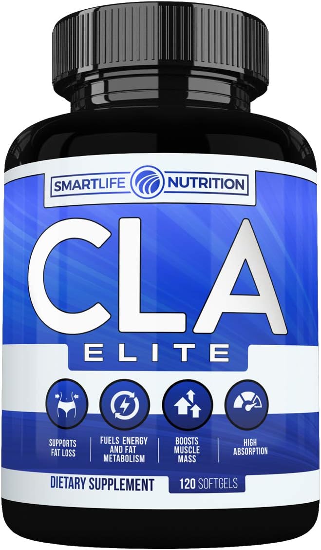 CLA 1000mg Weight Loss Supplement - Best All Natural 100% Safflower Oil Belly Fat Burner CLA Pills for Men and Women by SmartLife - Conjugated Linoleic Acid, Non GMO, Stimulant Free -120 Softgels