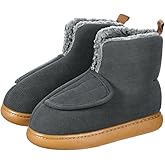 Winter Warm Diabetic Slippers for Women Men Wide Non Slip Adaptive Slippers Elderly Arthritis Edema Swollen Diabetics Shoes Fuzzy Cozy Hook & Loop House Shoes Adjustable Plush Bootie Slipper