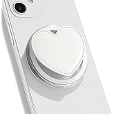 OnTheGrip Cute Solid Macaron Color Heart Shape Collapsible Mobile Phone Grip Stand Holder for Smartphone Tablet Cell Phone Accessory (White)