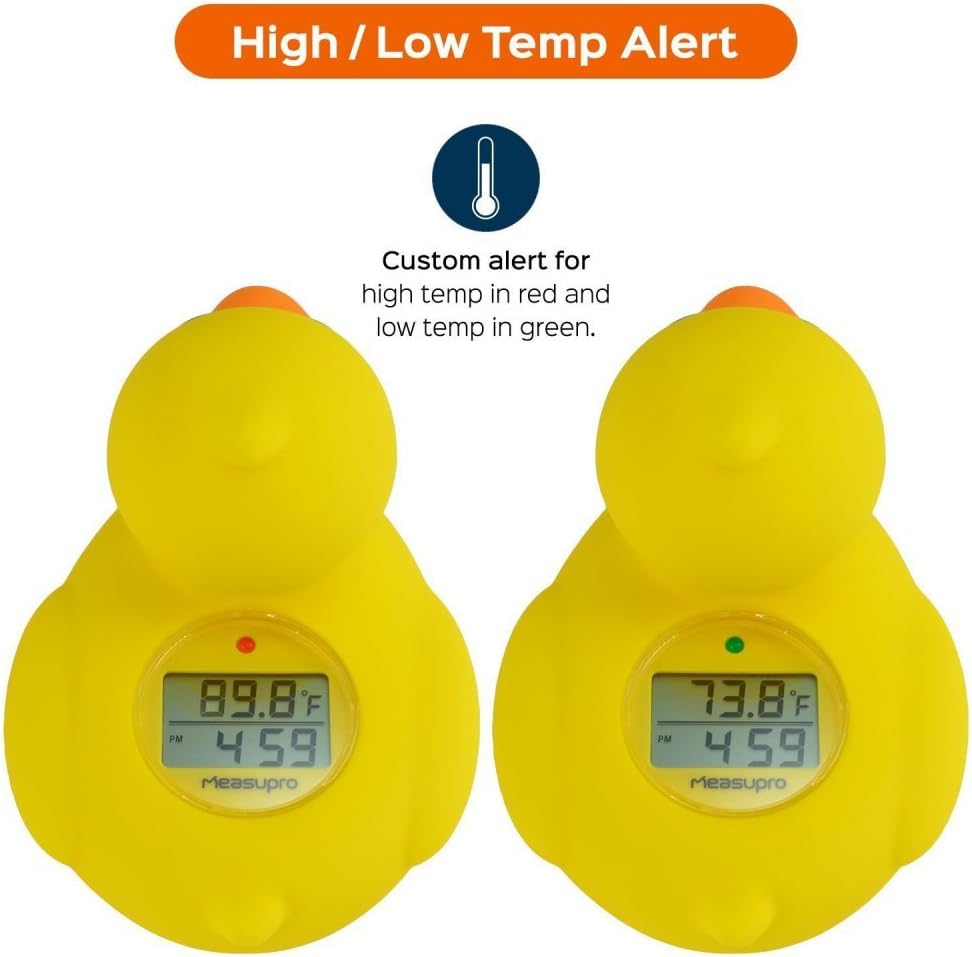 Newoink Baby Bath Floating Toys Infant Bath Thermometer Multifunction Room & Bathtub Digital Water Temperature Thermometer Timer Clock Toddler Infant Bathing Toy (Duck)