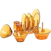 CXLL Fashion Transparent Dishes Set,8 Pieces Dinnerware Set,Service for 2 People,High Temperature Resistance Non-toxic,Mugs,Plates and Bowls,Easy to Clean,Amber,Brown (Color : Amber)