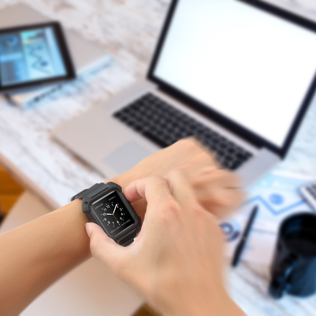 Apple Watch Band Case 38mm Black. Sport Accessories for men and women. Durable Protective Case save your Apple Watch Black/Silver/Rose 38mm. Apple watch band Case 38mm Black for Series 1/2/3