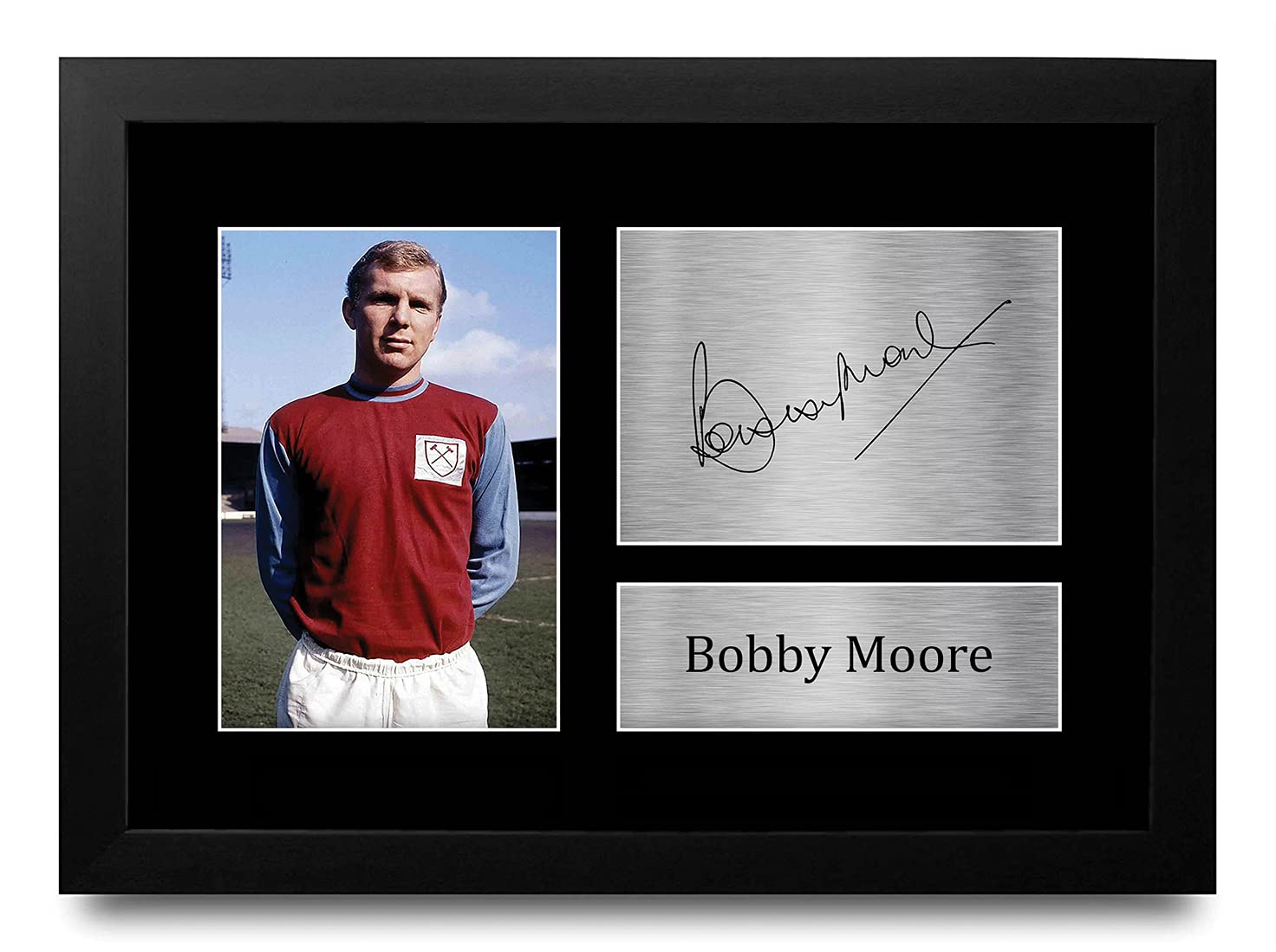 HWC Trading A4 FR Bobby Moore West Ham United The Hammers Gifts Printed Signed Autograph Picture for Fans and Supporters - A4 Framed