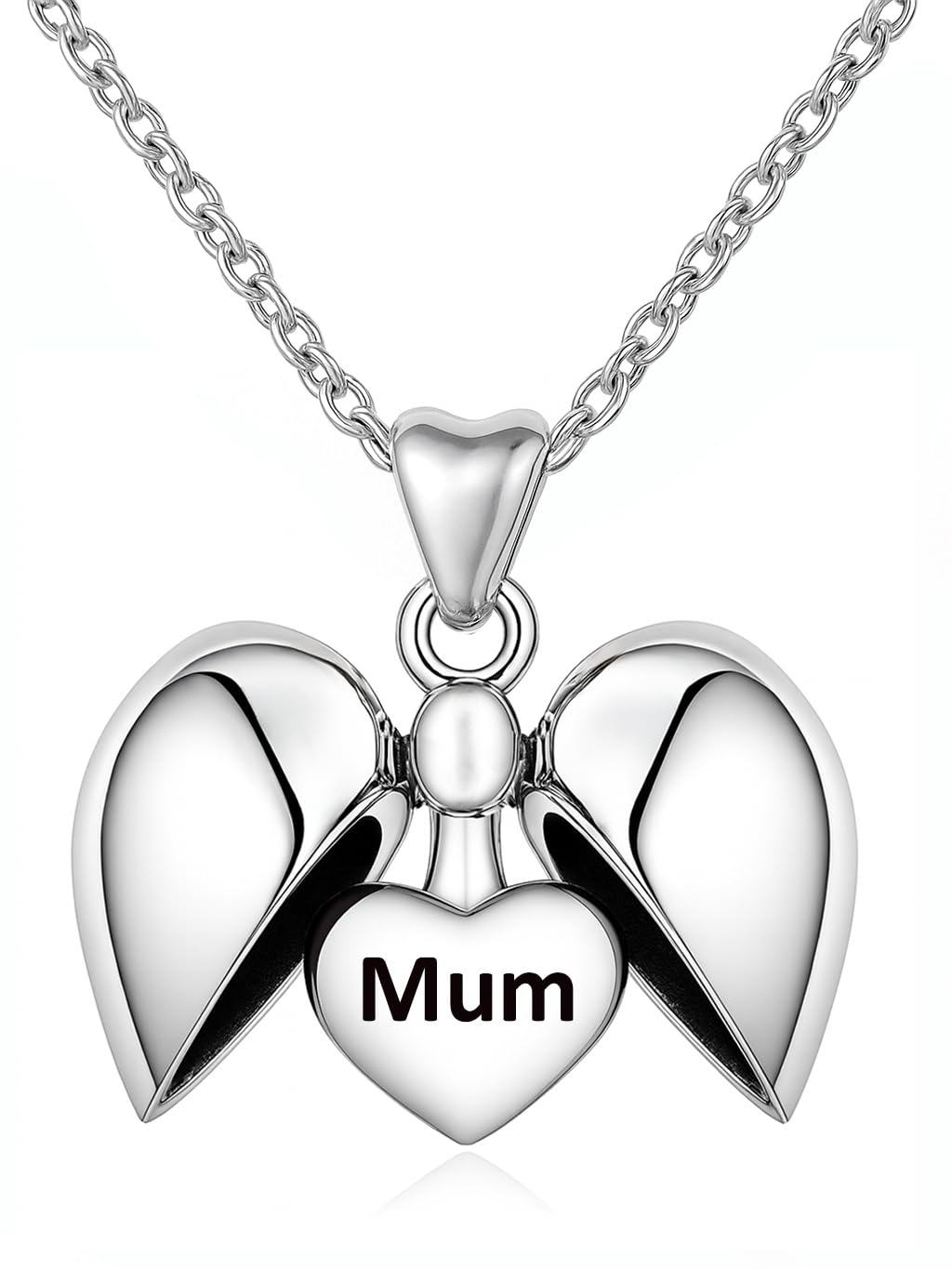 LSDesigns Mum Necklace Heart Pendant & Chain 925 Sterling Silver - Birthday Women Her Mom - Gift Box