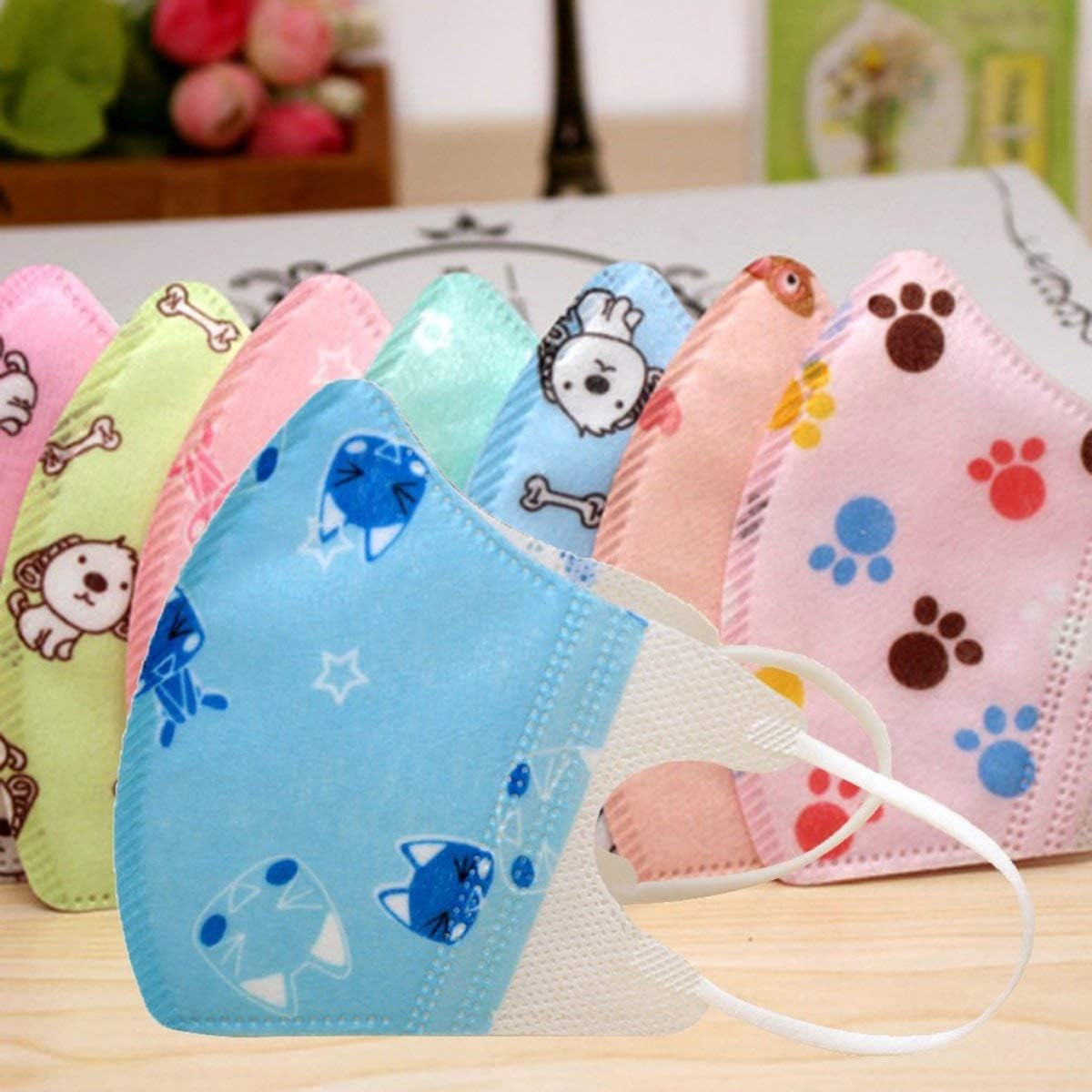 Gugutogo Disposable Cartoon Children Mouth Masks Three Dimensional Kids Anti-Dust Windproof Mouth-Muffle Flu- Face Mask Respirator