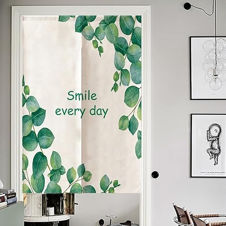 Amazon 部屋 仕切り のれん 緑の植栽カーテン生地 断熱 目隠し 遮光のれん屋さんのインテリアショップ リビングルーム ベッドルーム バスルーム 綿とリネンのハーフカーテンきカーテン 85 1 16 のれん オンライン通販