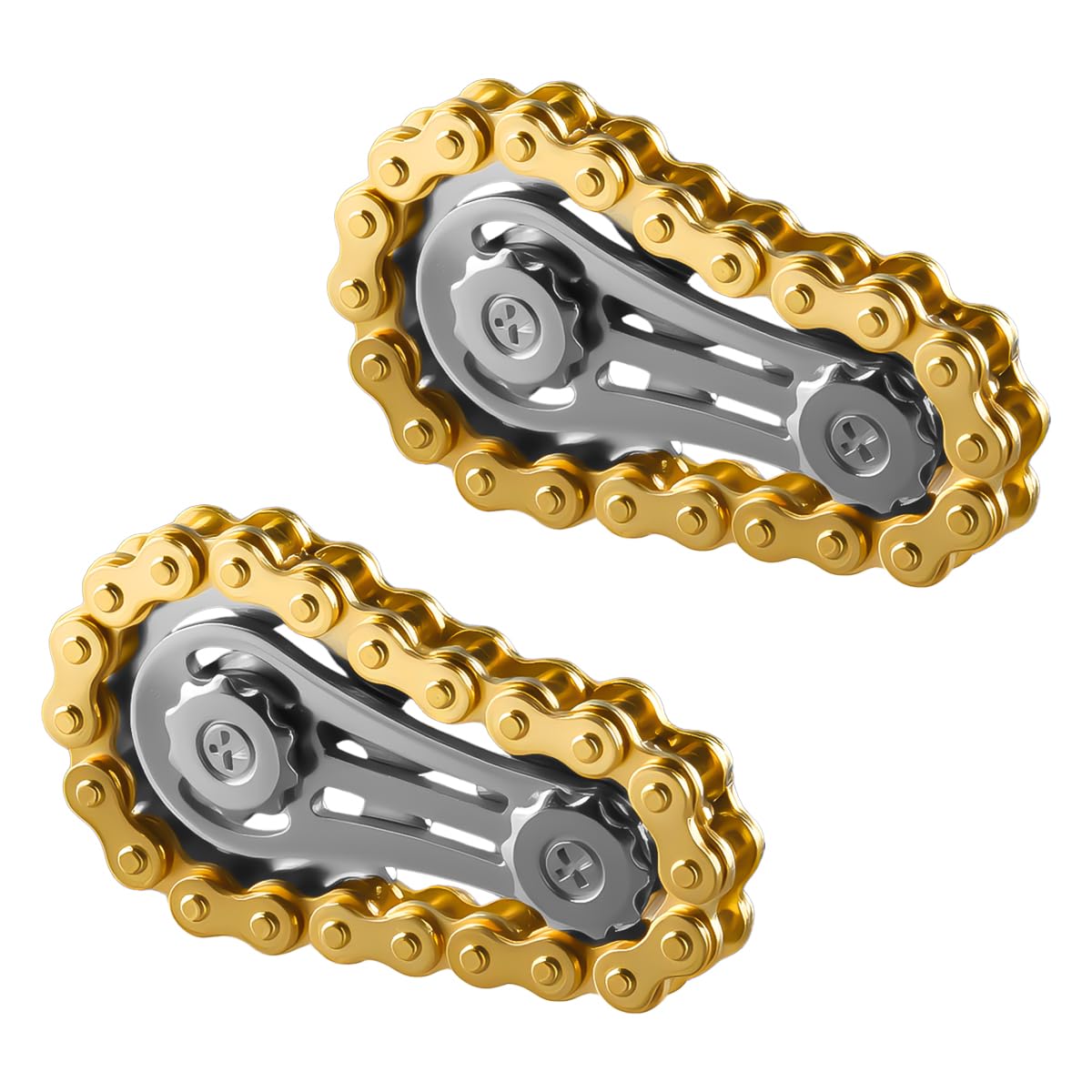 Lotsdonxia 2 Pcs Fidget Chain, Metal Gears, Anxiety Stress Relief, Pocket Decompression Gadget, Desktop Focus Sensory Tool
