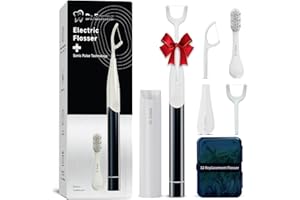 Dr. Emma Electric Vibration Flosser with Replaceable Floss Picks and Toothbrush, Power Flosser for Adults, Dental Flosser Kit for Teeth Cleaning, Water Flosser Alternative, Midnight