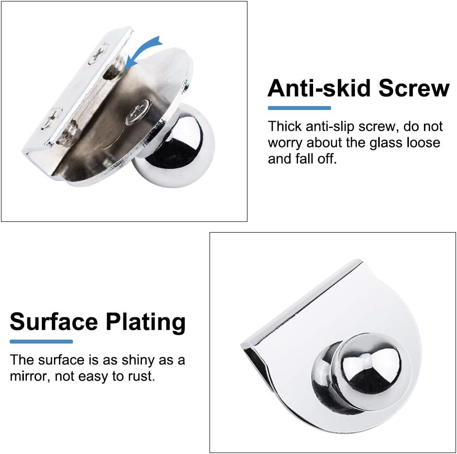 INCREWAY Metal Door Handle, 4 Pcs No Drilling Clips Pulls for Glass 5-8mm Showcase Furniture Cabinets, Stainless Steel - Image 4