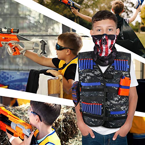Kids Tactical Vest Kit for Nerf Guns Series with Refill Darts,Dart Pouch,Reload Clips, Tactical Mask,Wrist Band and Protective Glasses for Boys