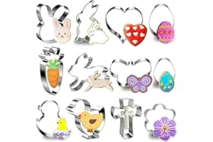 Easter Cookie Cutter Set, 12-Piece Stainless Steel Bunny Chick Carrot Press Mold for Baking, Spring Holiday Decorating Tools