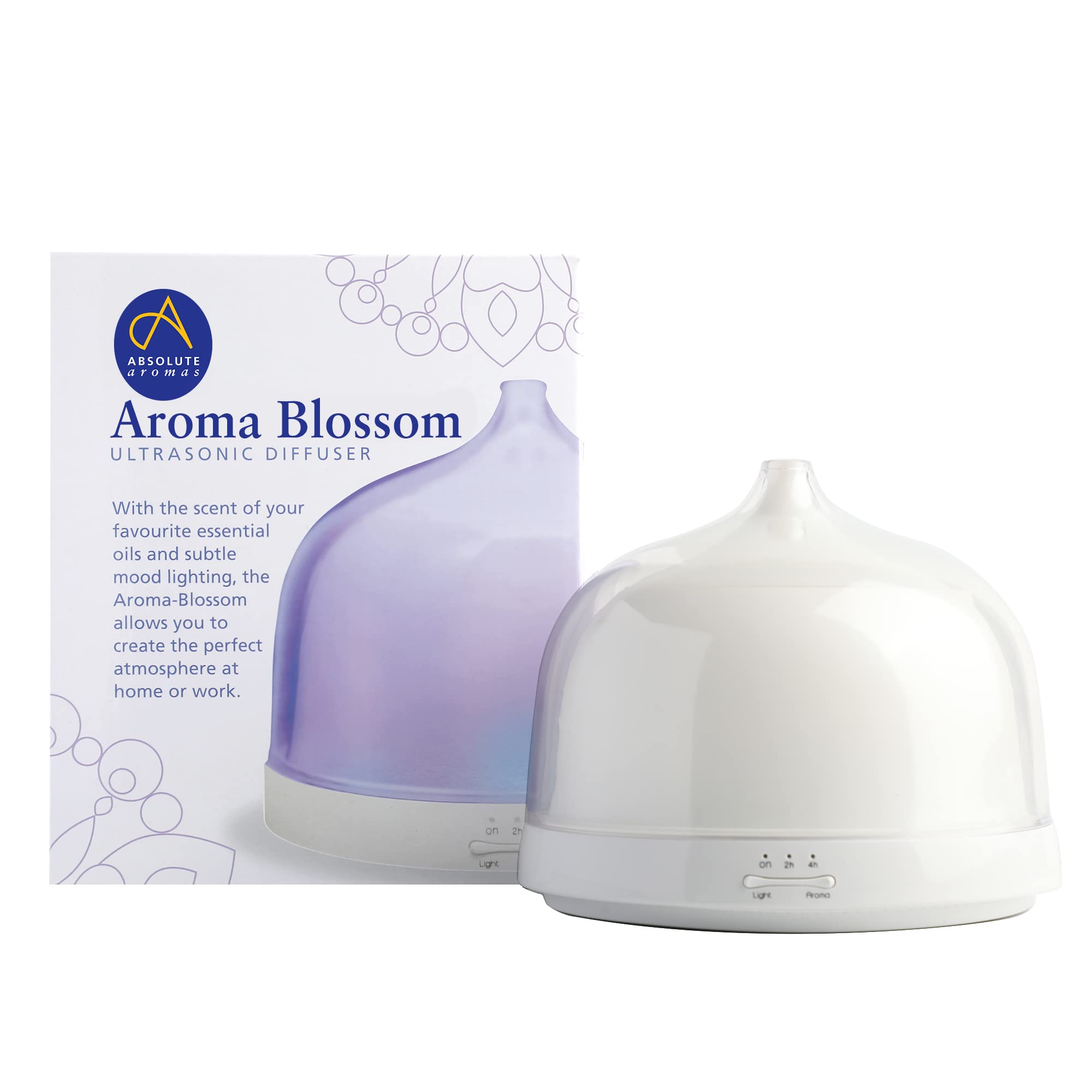Absolute Aromas Aroma-Blossom Essential Oil Ultrasonic Diffuser - LED Lights, Timer Settings and Waterless Auto Shut off - Diffuser for Home, Office, Spa, Yoga, Aromatherapy & Baby Room