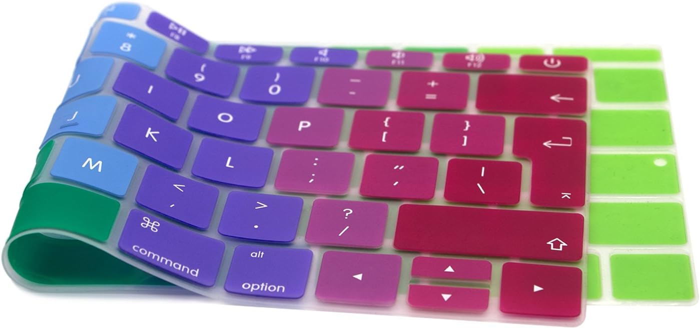 MMDW Silicone Keyboard Cover for MacBook Pro 13 Inch 2017 & 2016 Release A1708 No Touch Bar &for MacBook 12 Inch A1534 Protective Skin (EU Layout),Rainbow - Image 5