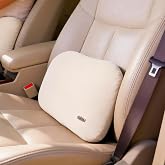 Beige Lumbar Support Pillow for Car Recliner Soft Lower Back Waist Cushion | Driving Seat Latex Relax Home Sofa Office Accessories Chair Cushion Back Pain Relief Small Automotive Thin Memory Foam Suede