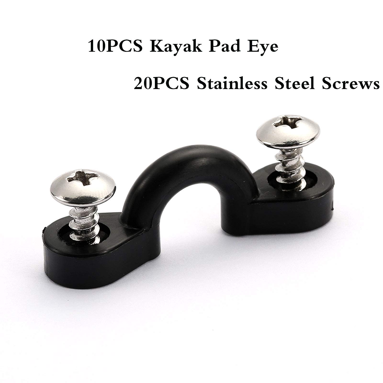 Borogo Kayak Pad Eye Kit, 10PCS Nylon Bungee Deck Loops Tie Down Pad