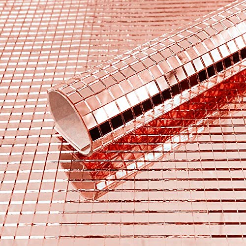 Meboom 2400pcs Self-Adhesive Craft Mirrors Mosaic Tiles Mini Rose Gold Square Glass Sticker,5mm by 5mm