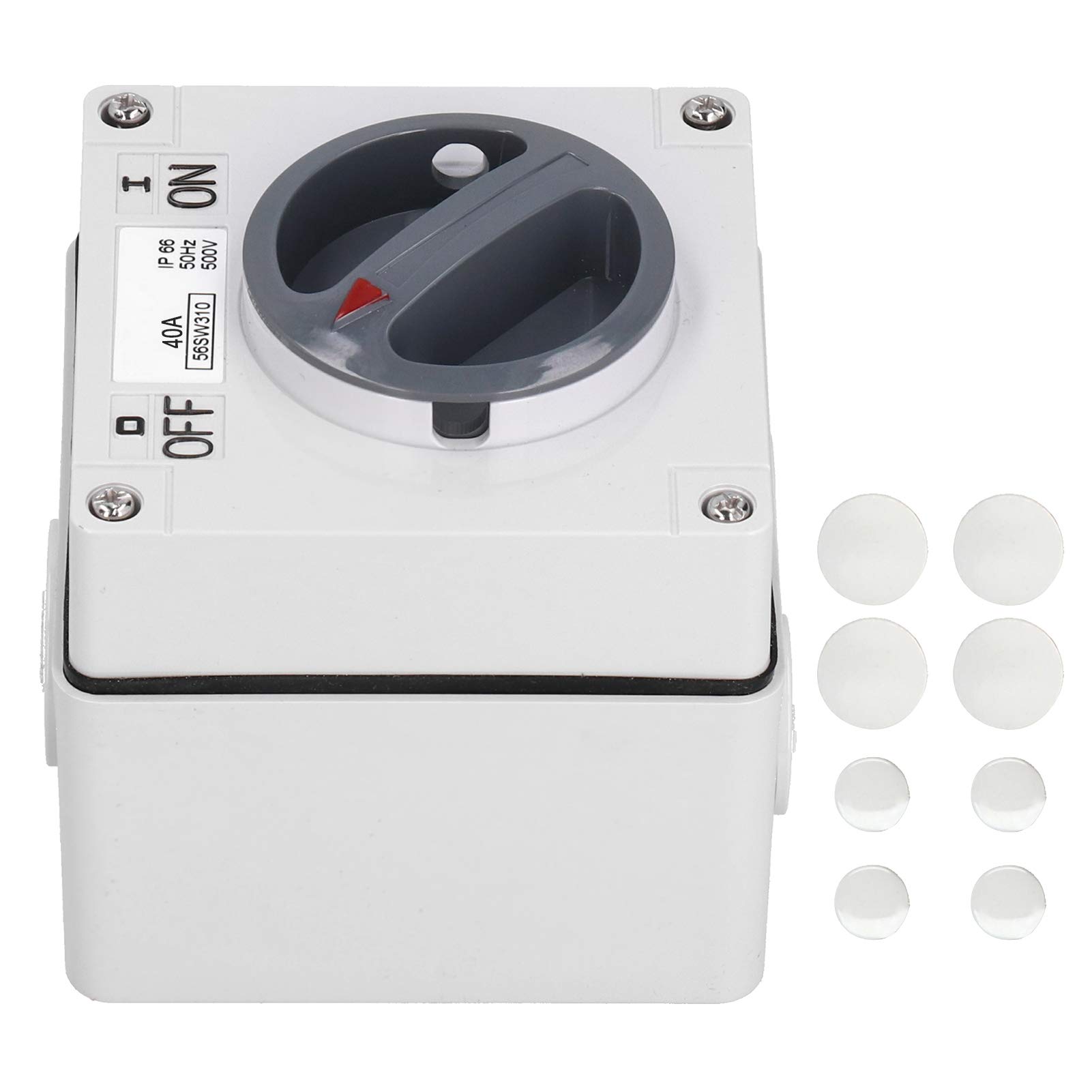 Outdoor Waterproof Wall Switch Rotary On-Off Buttons Dustproof Isolation Indicator 7mm Wall Thickness Safety Lock Hole 500V (3P40A)