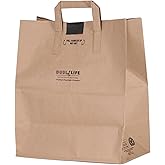 DURO 70# Heavy Duty Paper Grocery Bags with Handles 25 Count, Brown Large Shopping Bags with Handles, 12 x 7 x 14 Inches Paper Sacks for Recycling, Retail & Groceries