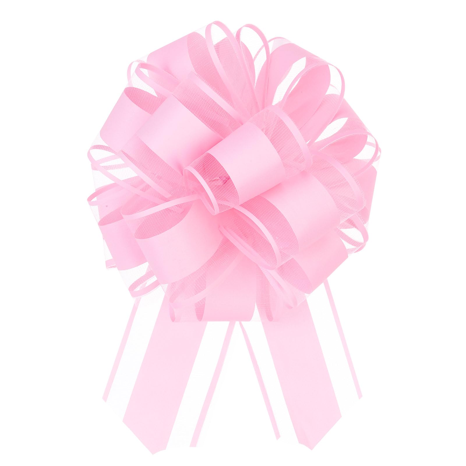 Uxcell 5pcs 6 Inch Large Big Pull Bow Organza Gift Wrapping Ribbon for Wedding, Car Baskets, Presents, Christmas, Pink