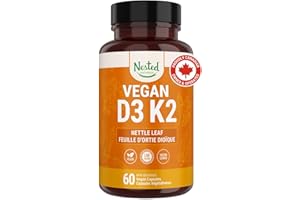 Nested Naturals – Vegan Vitamin D3+K2 with Nettle Leaf | Supports a Healthy Immune System, Heart Health, Strong Bones, and Mo