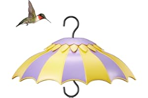 Beserie 14" Baffle for Bird Feeder with Ant Moat, Bird Feeder Cover with Ant Guard & 3 Hooks for Hummingbird Feeder and Wild Bird Feeder, Bright Colors Attract Birds (14 inches, Green Yellow)