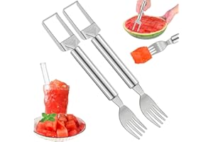 Olsdeeool Watermelon Slicer 2 Pcs, 2 in 1 Watermelon Fork Slicer, Stainless Steel Watermelon Slicer Handmade Double Head Summ