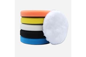 6Pcs 6.3inch (160mm) Buffing Car Polishing Pads Set, Suitable for 6 Inch Backboards, Including Sponge and Wool Pads for Car B