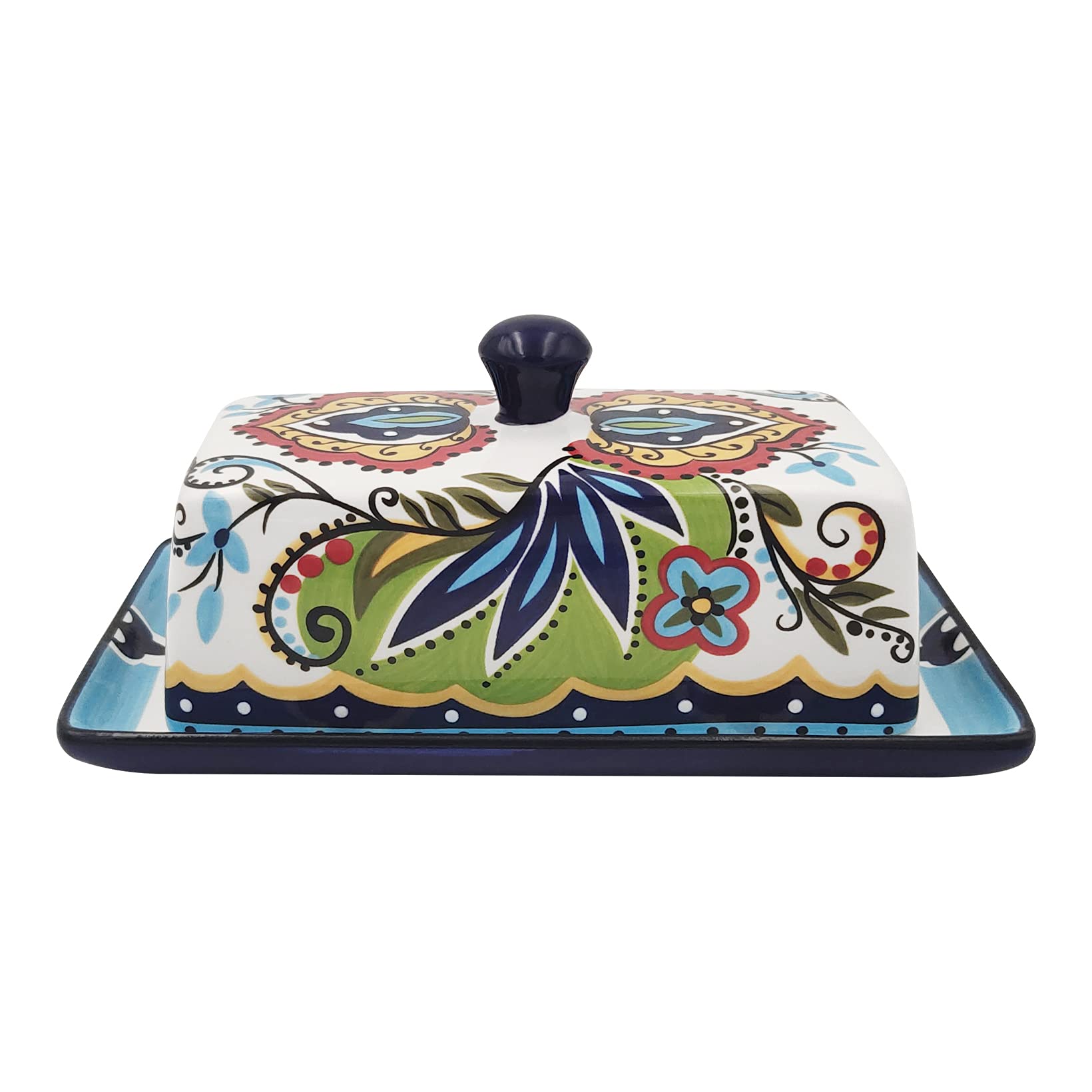 Creative Ceramic Butter Box European-Style Tableware with Lid, Dessert Plate, Cheese Box Refrigerator Soft Butter Cheese Container Tray, Color