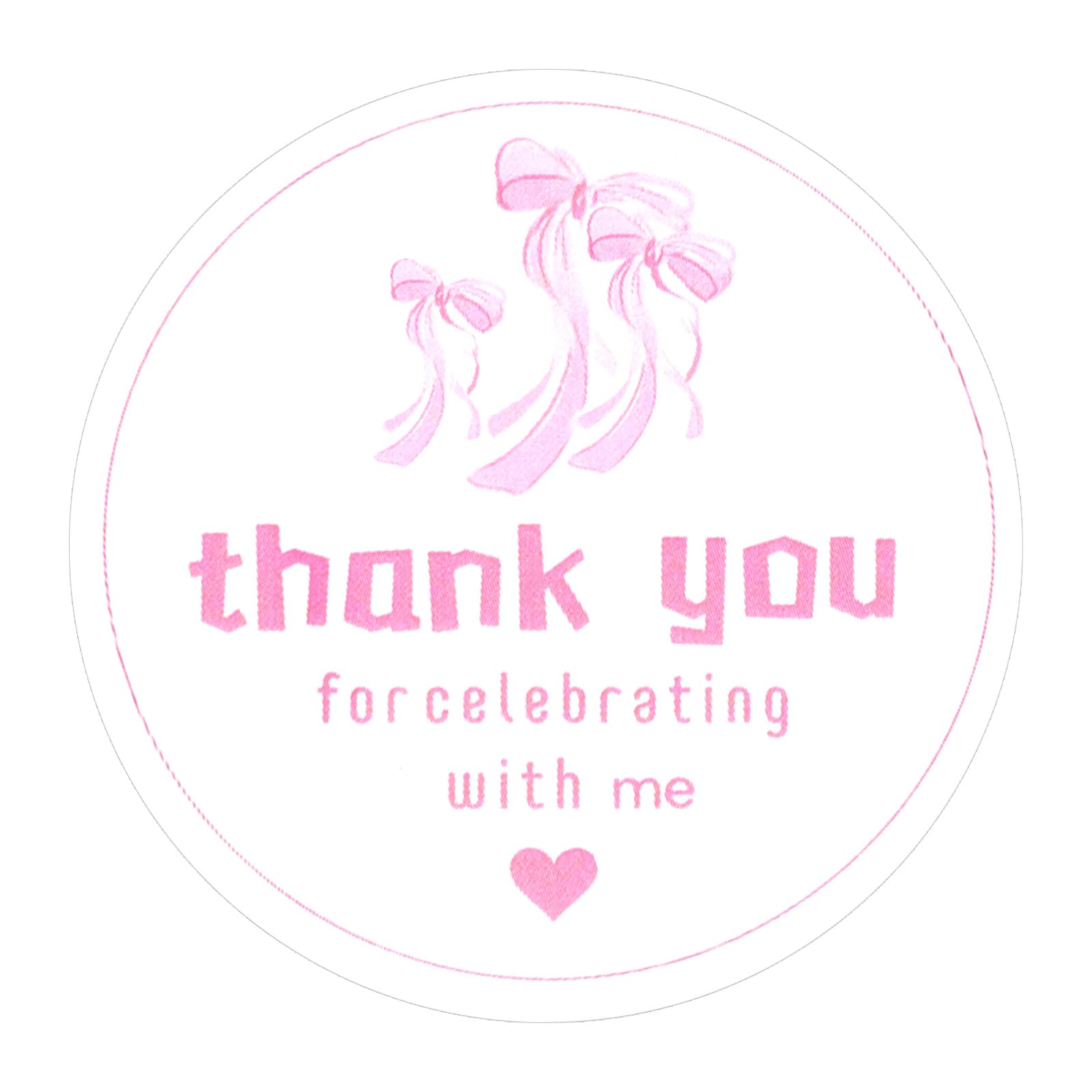 BOXOB 120pcs Pink Bow Thank You Stickers, 2 Inch Self-Adhesive Cute Thank You Stickers Party Party Decor Supplies for Baby Shower & Birthday
