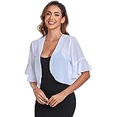 Shrugs for Women Chiffon Bolero Shrug Short Sleeve Open Front Summer Cropped Cardigan for Dresses