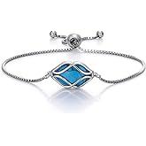 PEIMKO 925 Sterling Silver Turquoise Exquisite Geometric Bracelet Boho Style Bracelet Jewelry Gifts for Women Mother