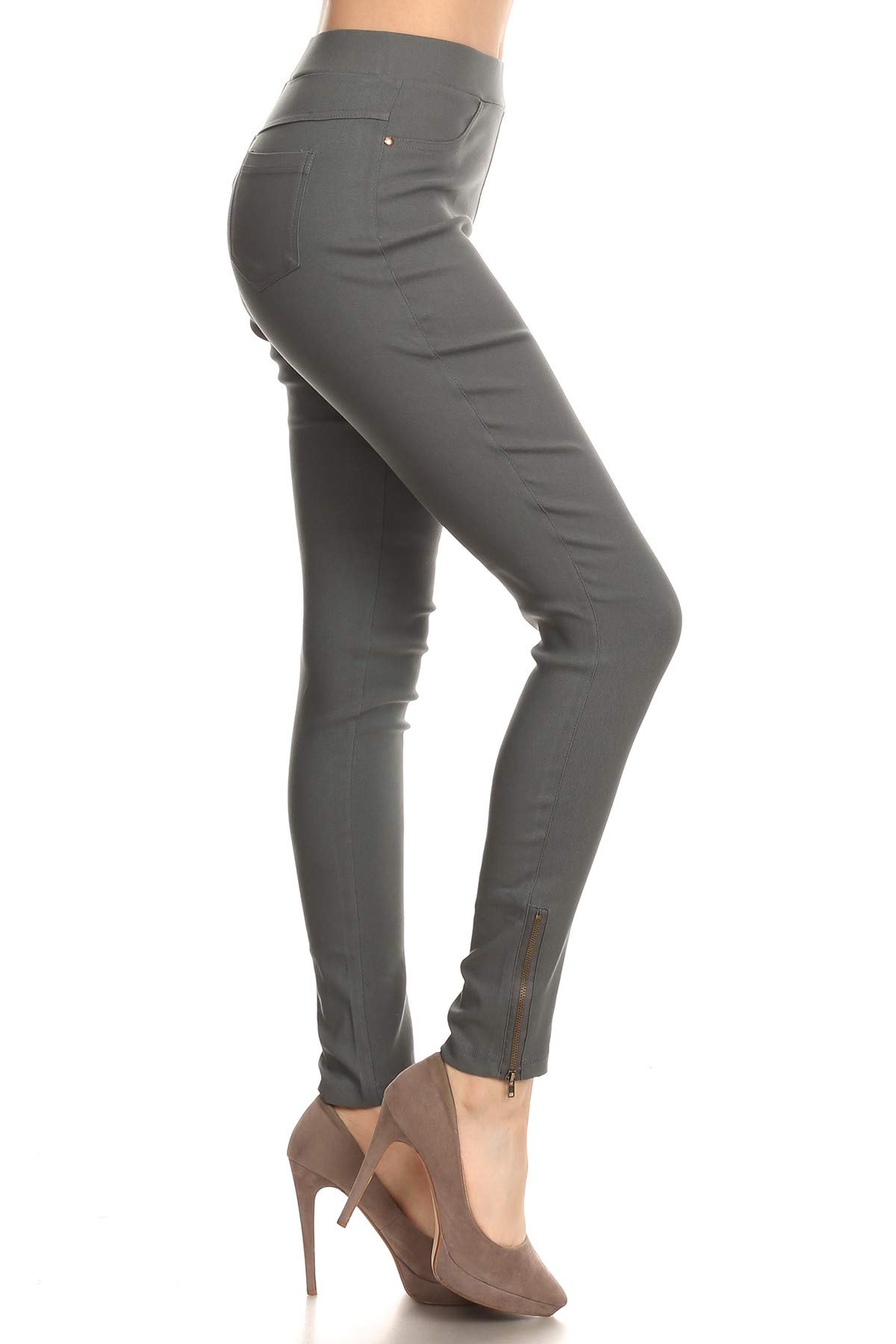 JviniWomen's High Waisted Stretch Jeggings - Jean Style Ankle Zipper Tummy Control Pull On Skinny Pants