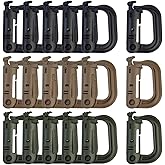 Topbuti 18 pcs Multipurpose Grimlock D-Ring Locking Molle Clips Hanging Hook for Webbing Strap Molle Bag Tactical Backpack
