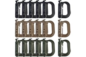 Topbuti 18 pcs Multipurpose Grimlock D-Ring Locking Molle Clips Hanging Hook for Webbing Strap Molle Bag Tactical Backpack