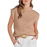 YOCOKIS Womens Sleeveless Sweater Vest Mock Neck Tank Tops Casual Cap Sleeve Knit Pullover Summer Clothes