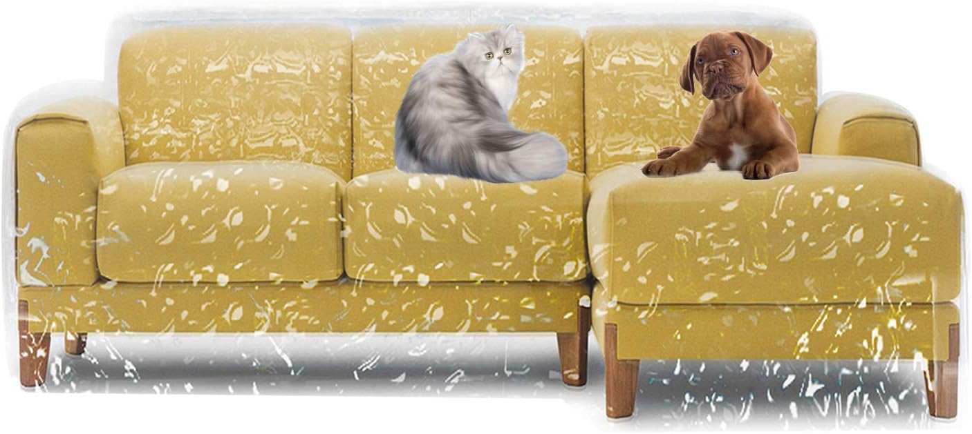 STARTWO Clear Thicker Plastic Couch Cover Cat Scratching Protector