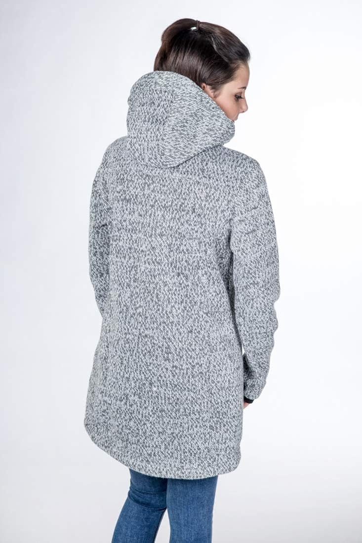 strickfleece mantel mit kapuze