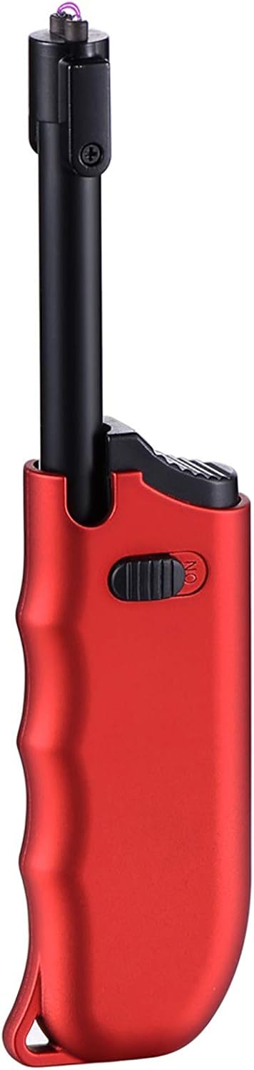Candle Lighter Rechargeable Arc Lighter Electric Lighter, Rechargeable Flameless Lighter, with Safety Switch USB Windproof Plasma Lighter for Home Kitchen Outdoor BBQ Camping Sports Activities (Red)