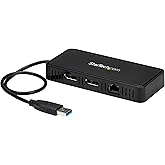 StarTech.com USB 3.0 Mini Dock - Dual Monitor USB-A Docking Station with DisplayPort 4K 60Hz Video & Gigabit Ethernet - 1ft (