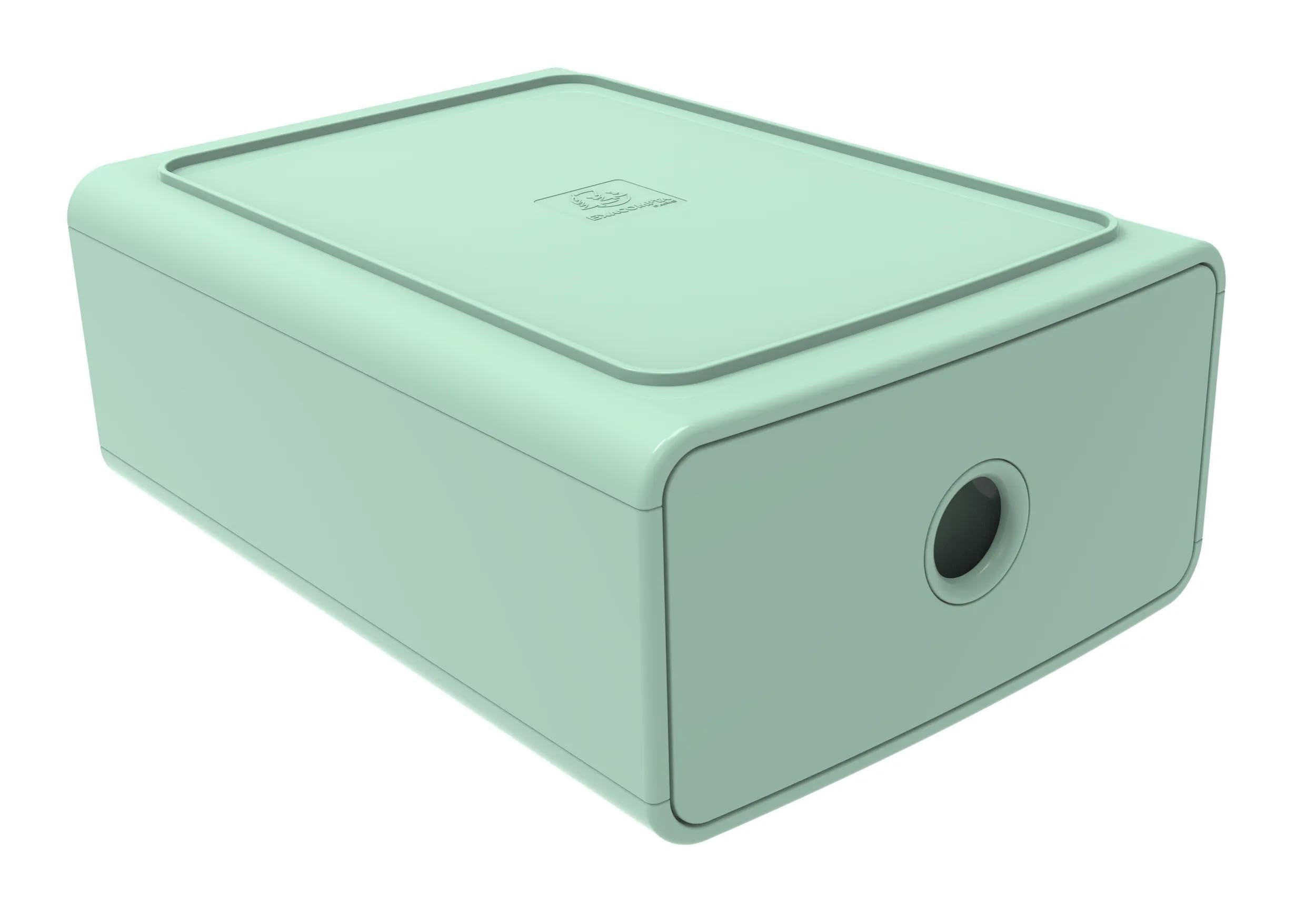 Exacompta - Ref 315480D - 1 Autentik Tiny Box 1 drawer stackable filing module - External dimensions: Depth 19 x Width 26.5 x Height 10 cm - Sage Green