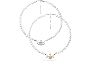 2PCS Pearl Necklace Set, Artificial Pearl Necklace, Pearl Choker Necklace Charm Lady Girlfriend Wedding Birthday Anniversary